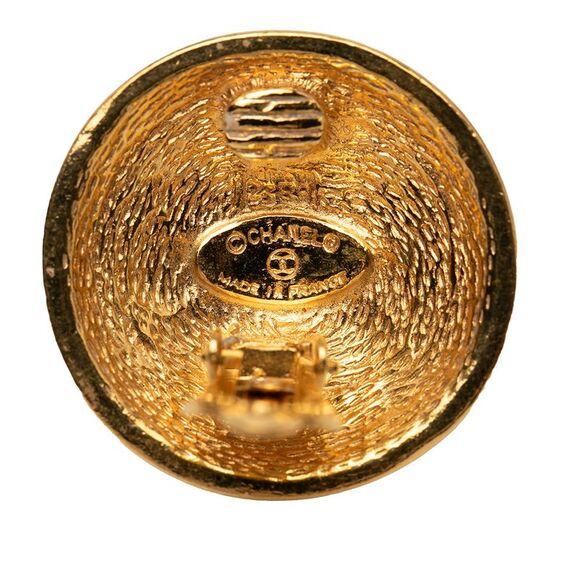 Chanel Gold Plated Cc Round Clip On Earrings - Picture 3 of 3